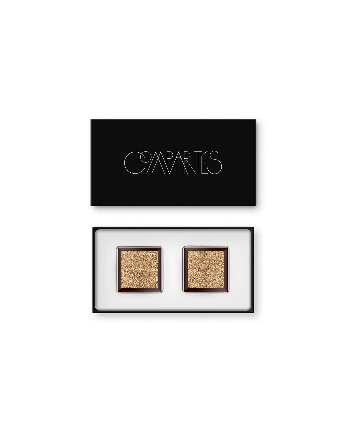 Compartes best chocolate event favor, gold champagne truffles in a black gift box