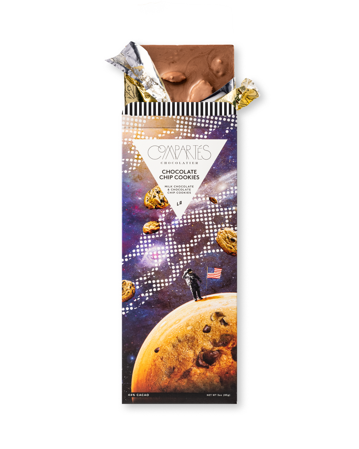 Compartes luxury chocolate chip cookies bar, milk chocolate in a cookie moon galaxy wrapper, chocolate gift