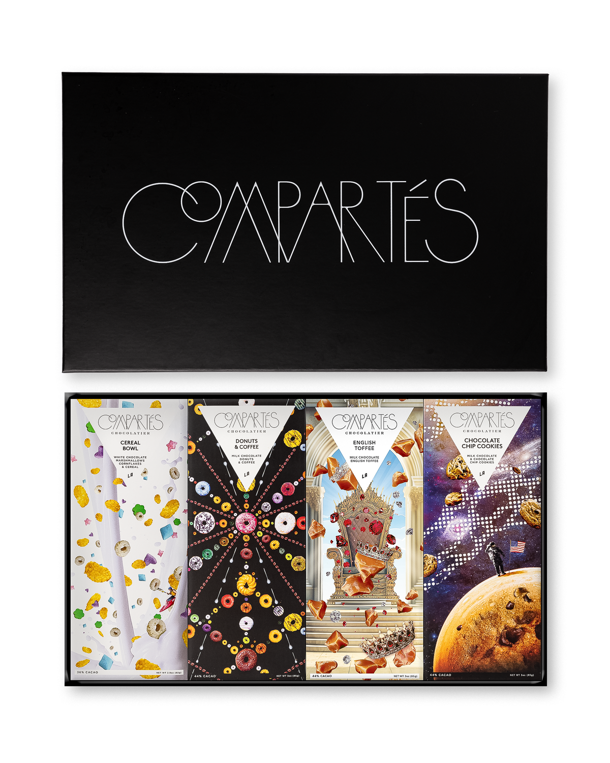 Compartes best nostalgic chocolate bar gift set, bars with cereal, donut and cookie wrapper art