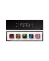 Compartes gourmet small chocolate truffles gift box, squares in rich red, green and pink patterns