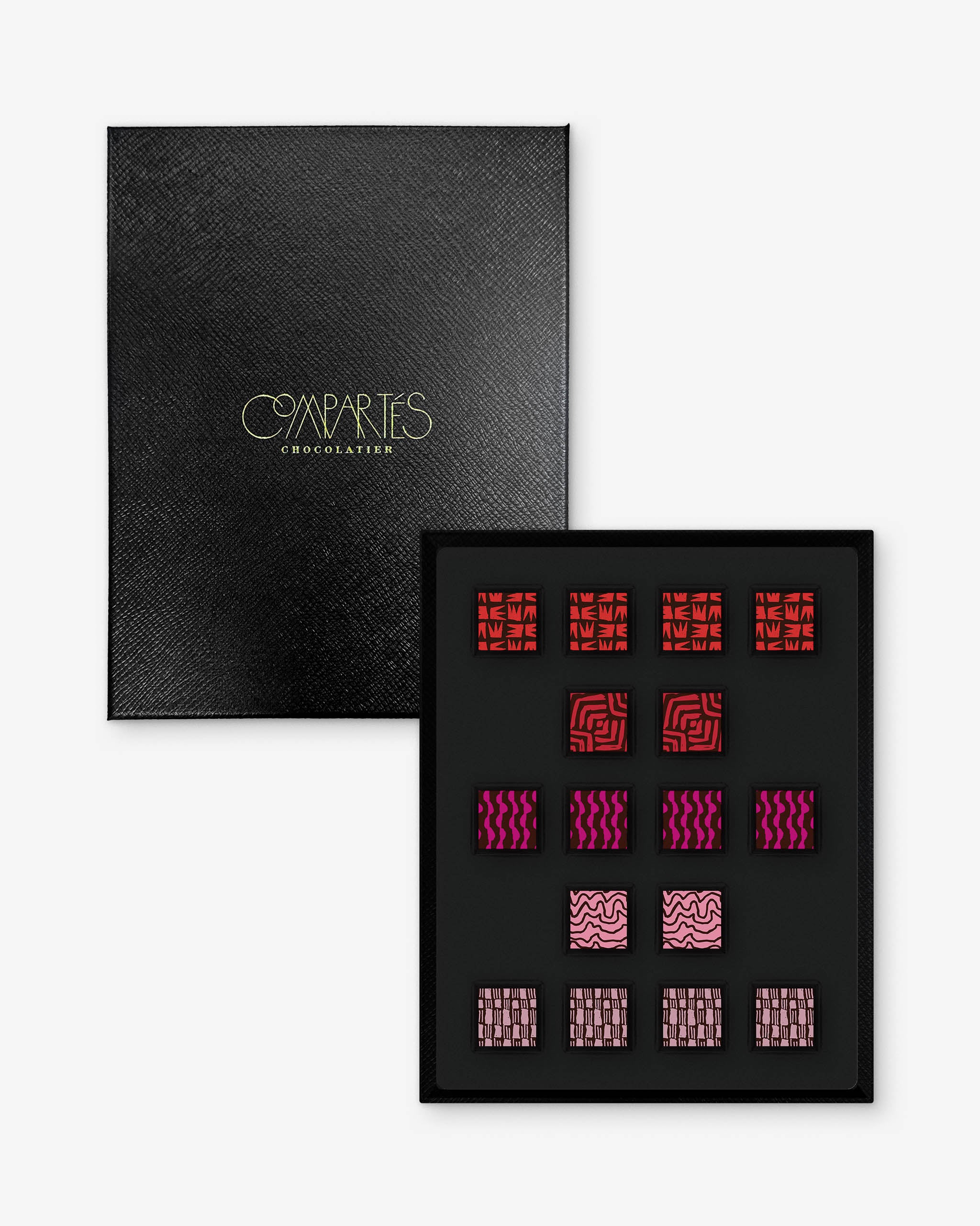 16 Piece Leathered Box - Red and Pink