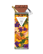 Bananas foster gourmet milk chocolate bar with designer packaging.