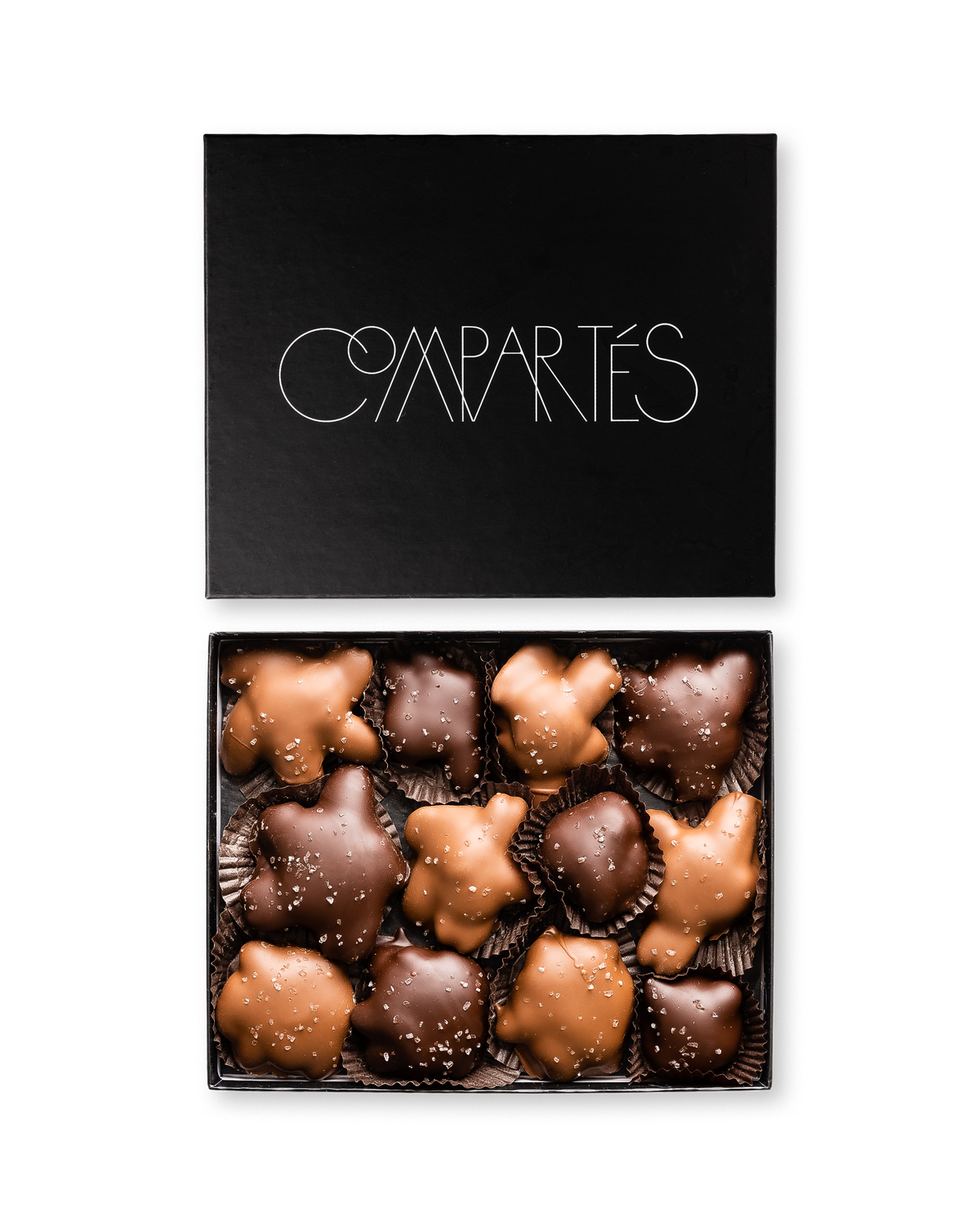 Compartes best chocolate caramel sea salt California bear claws gift box, dark and milk chocolate, pecan and almond