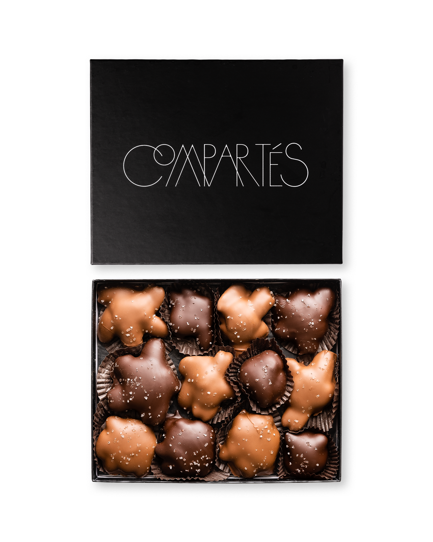 Compartes best chocolate caramel sea salt California bear claws gift box, dark and milk chocolate, pecan and almond