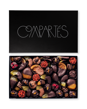 Compartes best chocolate covered fruits large gift box, dipped orange and apricot in a black box
