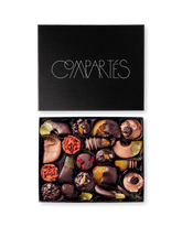 Compartes best chocolate covered fruits gift box, dipped orange, apricot and berries in a black box