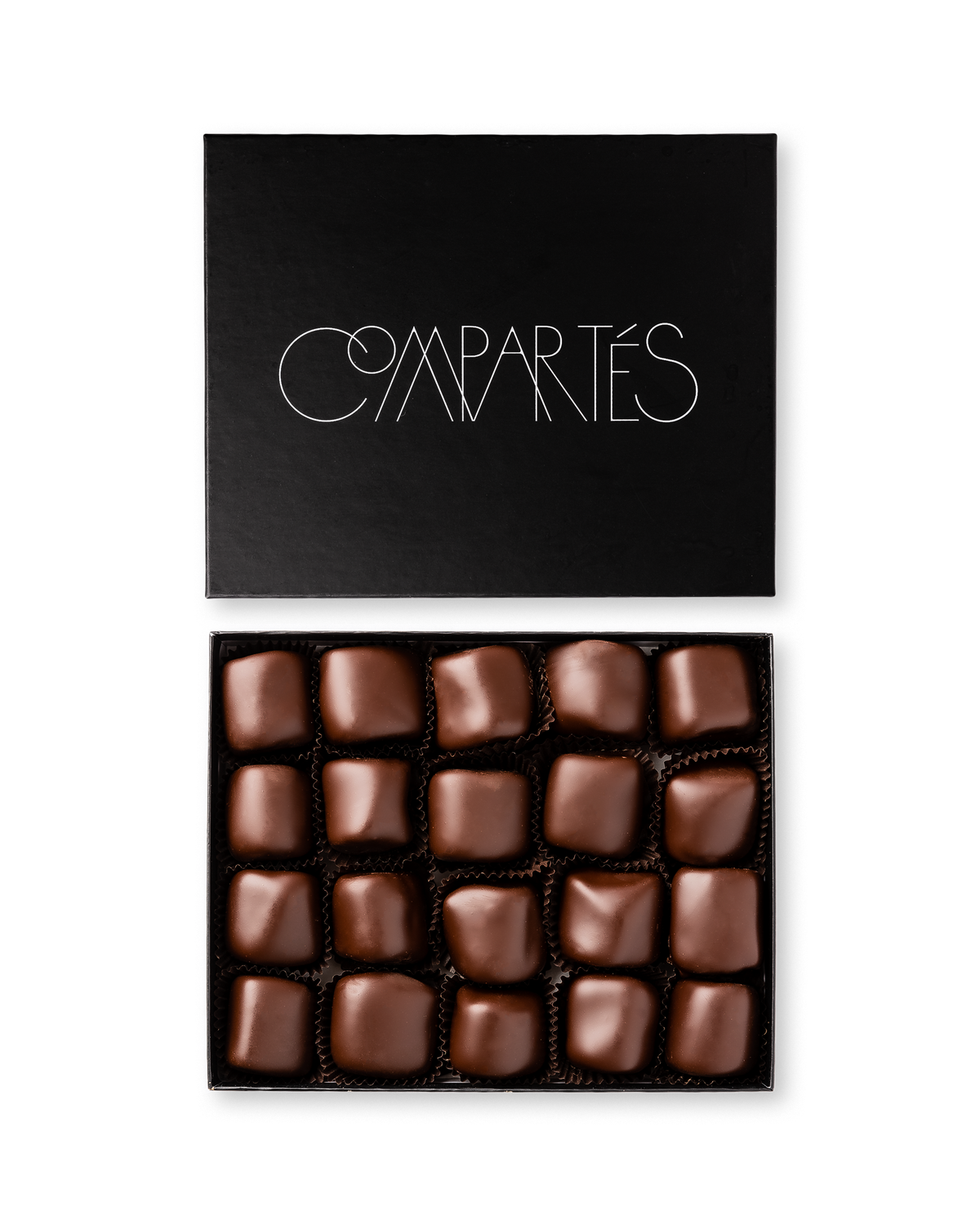 Compartes best chocolate dipped marshmallows gift box, dark chocolate squares in a black box, vanilla