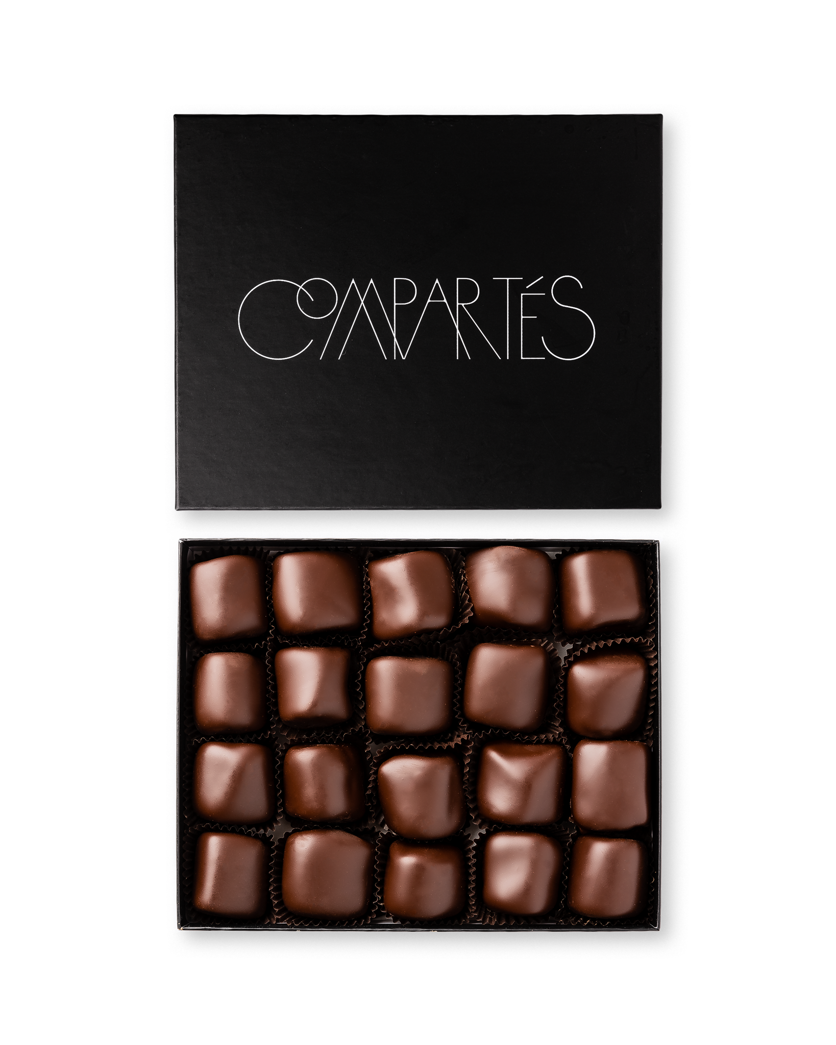 Compartes best chocolate dipped marshmallows gift box, dark chocolate squares in a black box, vanilla