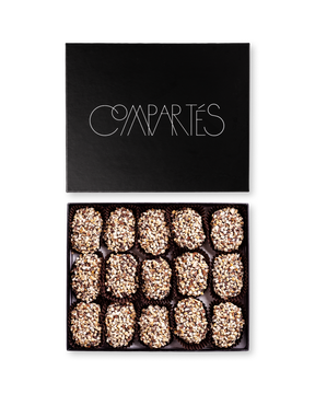 Compartes best chocolate english toffee gift box, chocolate toffee in chopped almonds, black lid