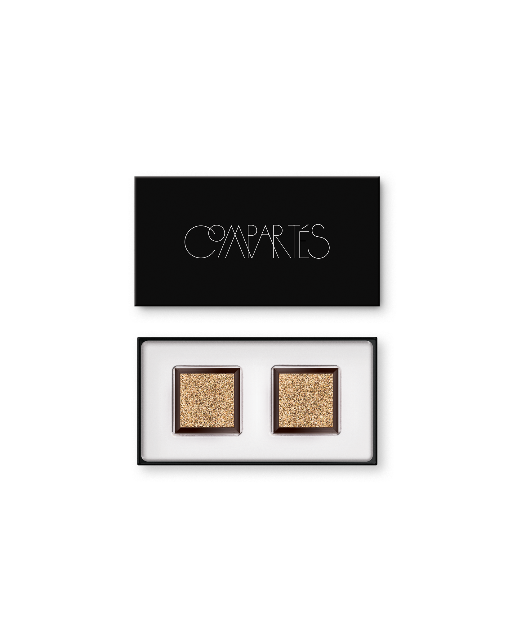 Compartes best chocolate event favor, gold champagne truffles in a black gift box