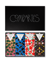 Compartes best selling chocolate bars gift set, bars with palm, cookie and strawberry wrapper art, sandwich cookie and donut