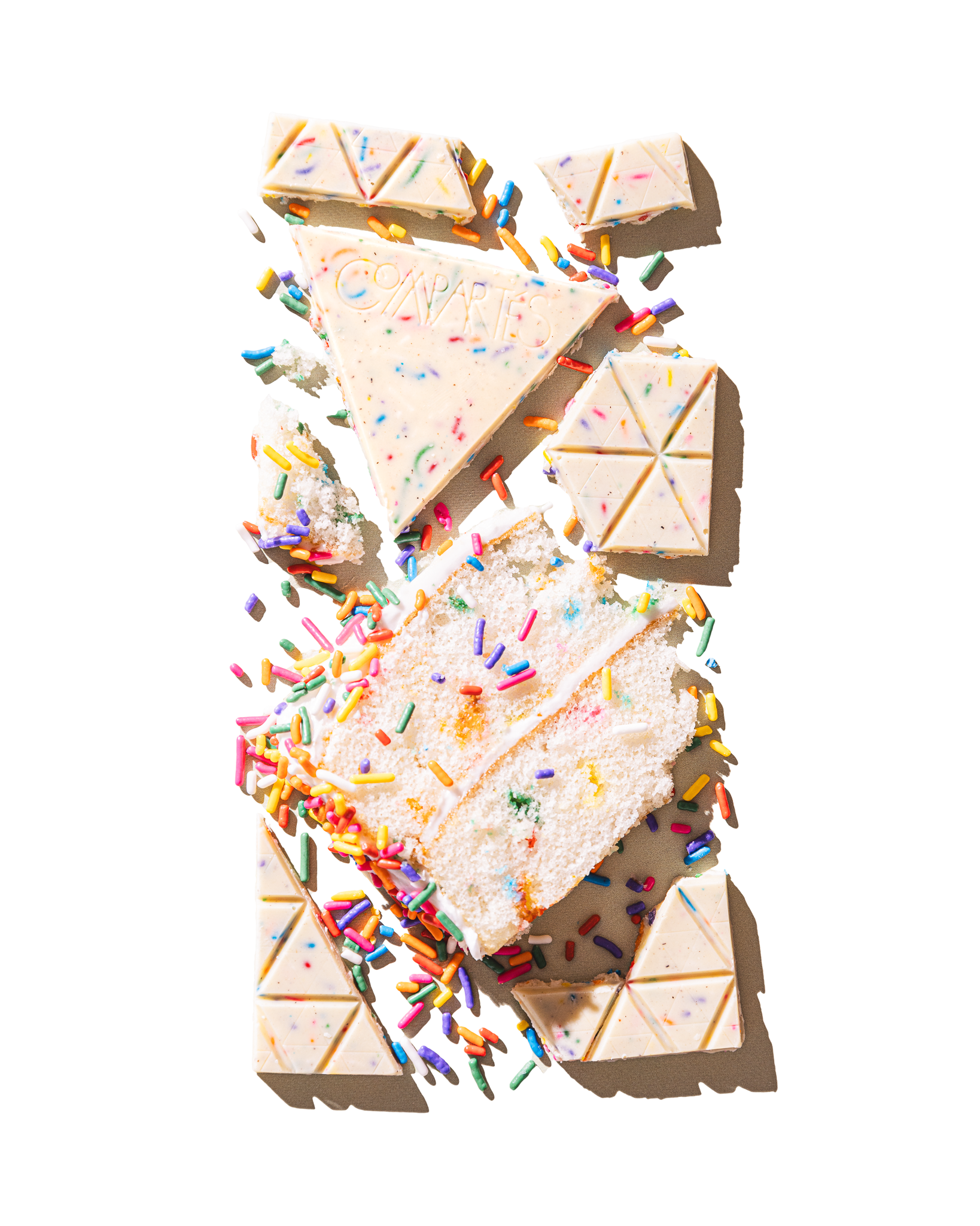 Compartes gourmet cake and sprinkles chocolate gift bar, white chocolate with birthday cake and sprinkles, vanilla