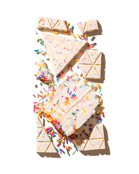 Compartes gourmet cake and sprinkles chocolate gift bar, white chocolate with birthday cake and sprinkles, vanilla