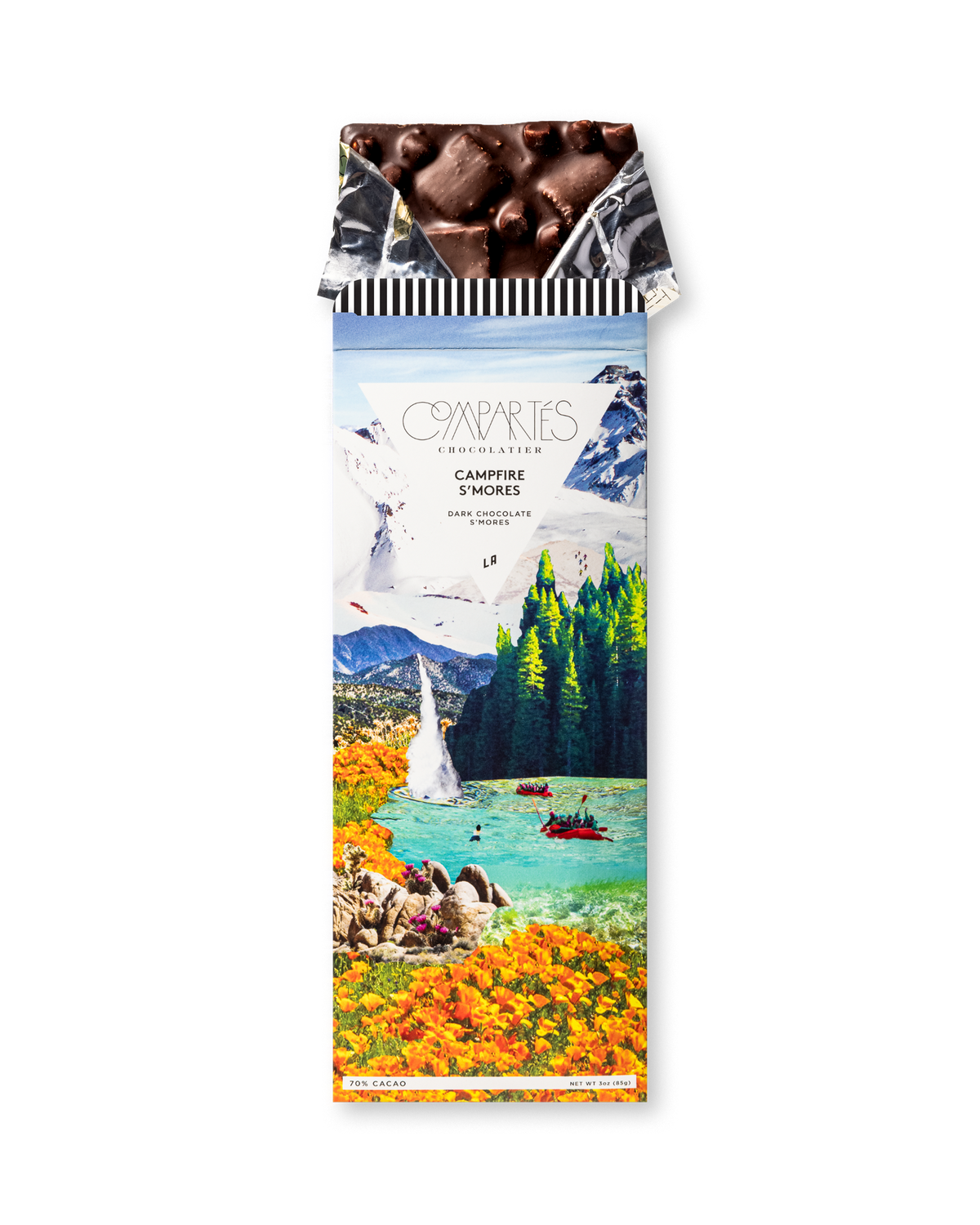 Compartes best campfire s'mores chocolate bar, dark chocolate in a mountain lake wrapper, chocolate gift