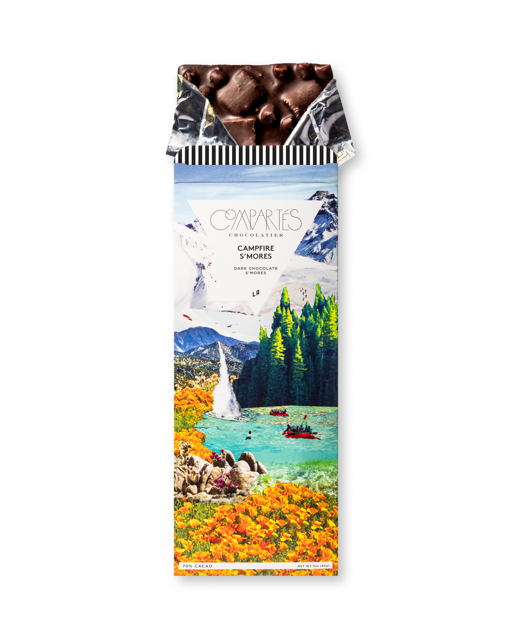 Compartes best campfire s'mores chocolate bar, dark chocolate in a mountain lake wrapper, chocolate gift