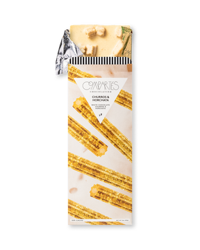 Compartes best churros and horchata chocolate bar gift, white chocolate in a golden churro wrapper