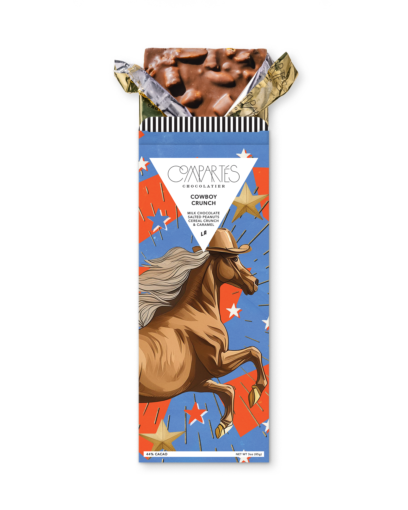 Compartes best cowboy crunch chocolate bar, milk chocolate in a rearing horse wrapper, chocolate gift