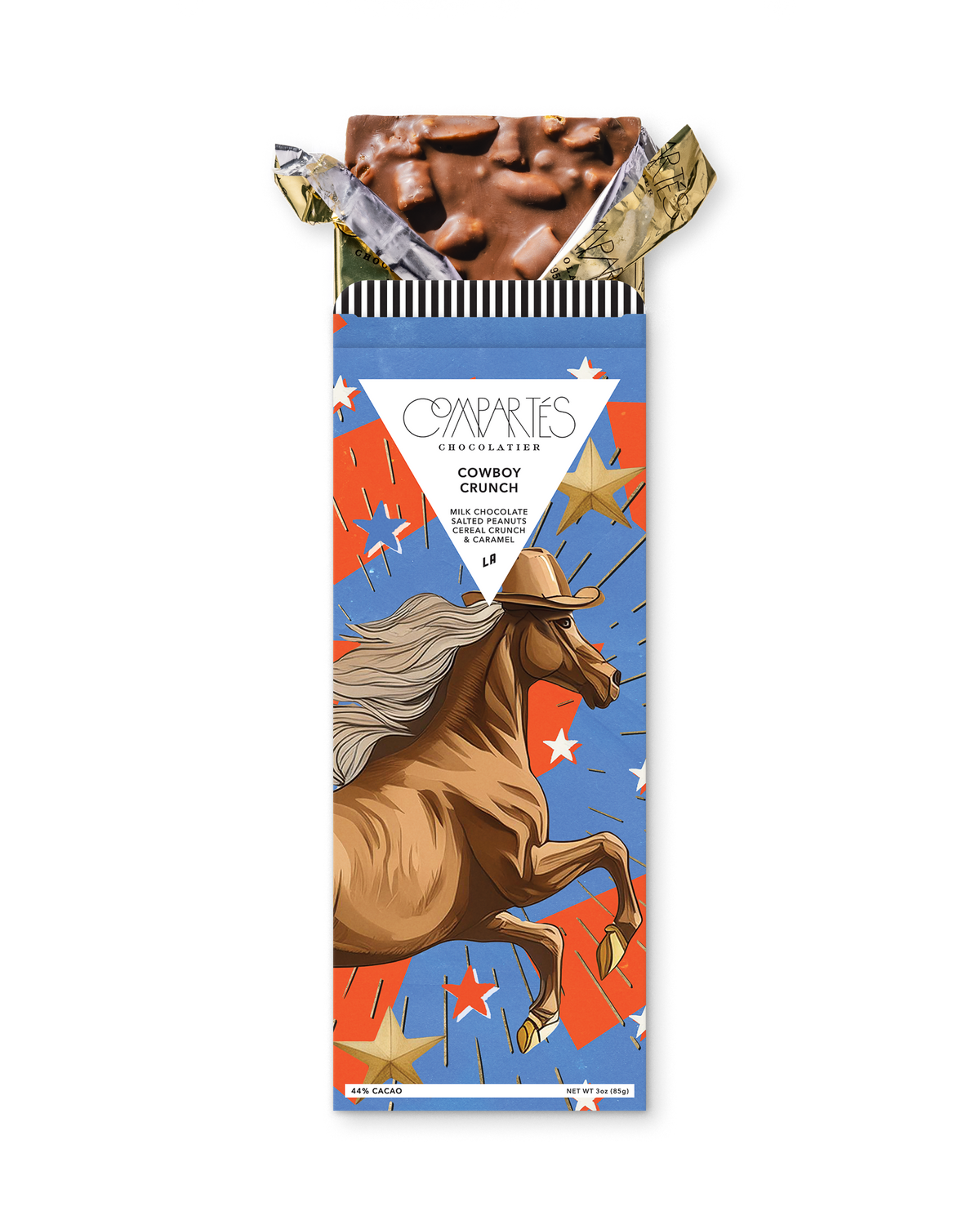 Compartes best cowboy crunch chocolate bar, milk chocolate in a rearing horse wrapper, chocolate gift