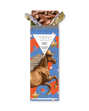 Compartes best cowboy crunch chocolate bar, milk chocolate in a rearing horse wrapper, chocolate gift