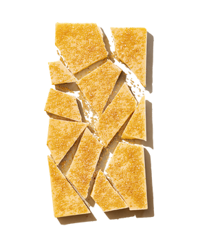 Compartes gourmet chocolate gift, creme brulee white chocolate bar with caramelized sugar