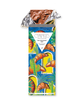 Compartes best croissant chocolate bar, milk chocolate in a blue croissant and cactus wrapper, chocolate gift