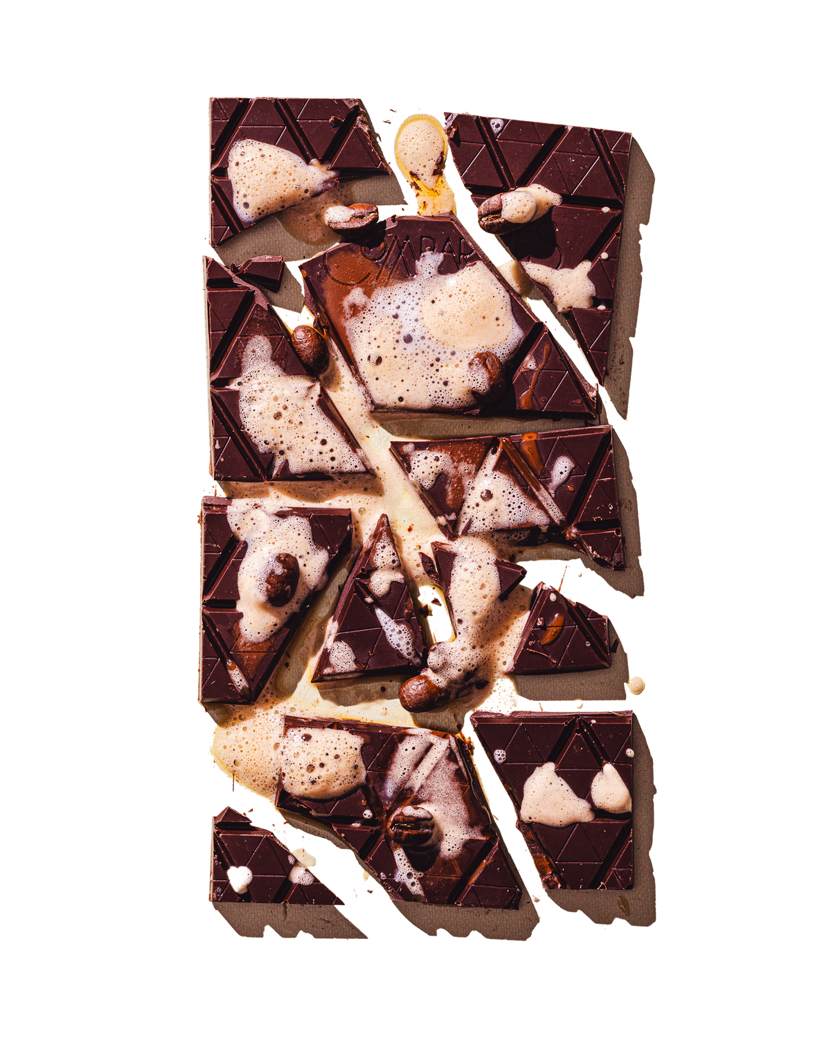 Compartes best chocolate gift, espresso martini dark chocolate bar with coffee beans and foam, vodka
