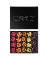 Compartes best fruit clusters Vegan chocolate gift box, dark chocolate with raspberries, apricot and dates