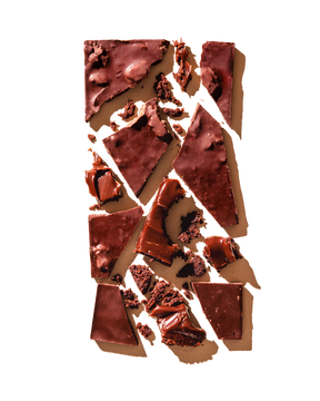 Compartes gourmet chocolate gift, dark chocolate brownie bar with soft fudge and brownie