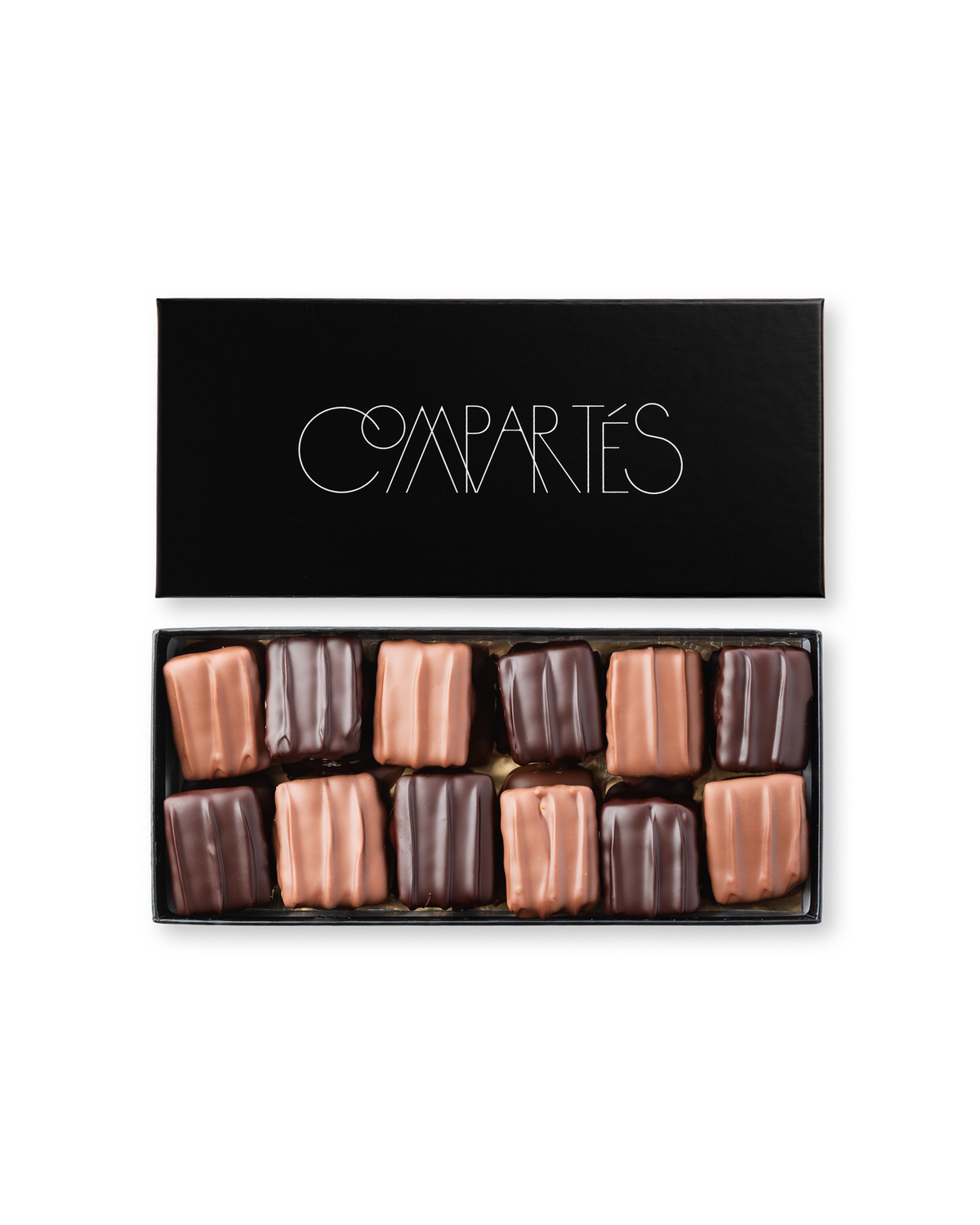 Compartes gourmet chocolate s'mores gift box, marshmallow squares in dark and milk chocolate, graham cracker