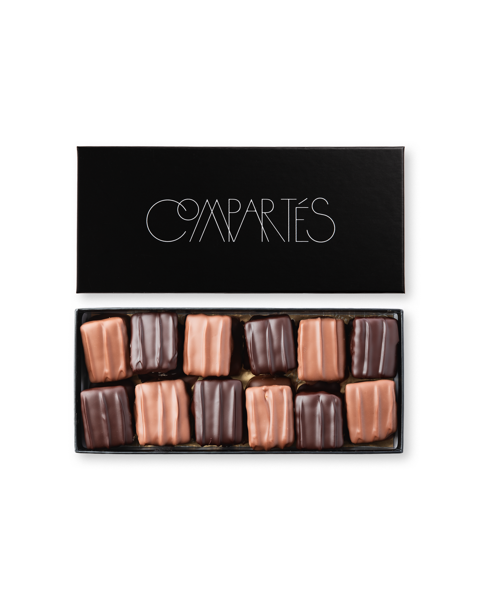 Compartes gourmet chocolate s'mores gift box, marshmallow squares in dark and milk chocolate, graham cracker