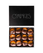 Compartes gourmet dark chocolate covered apricots gift box, apricot halves dipped in dark chocolate