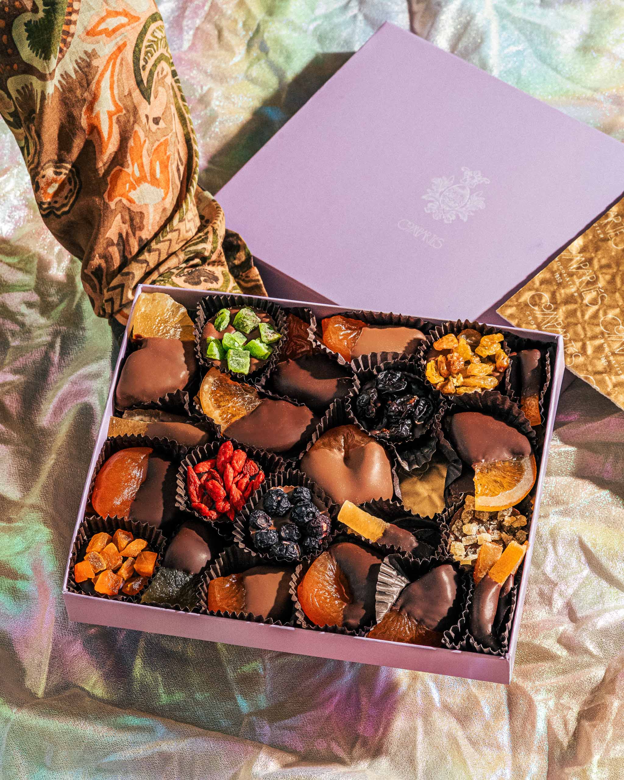 Purple Chocolate Dipped Fruits Gift Box