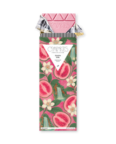 Compartes luxury guava chocolate bar gift, pink chocolate in a guava and blossom wrapper