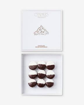Chocolate Pecan Shortbread Cookies - White Gift Box