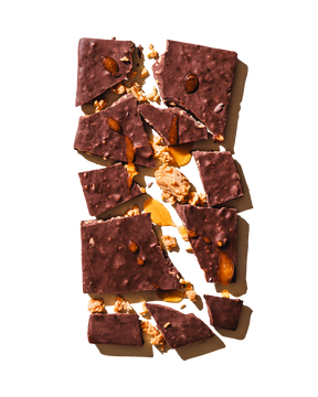 Compartes luxury chocolate gift, dark chocolate honeycomb bar with almonds and golden toffee