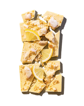Compartes gourmet chocolate gift, white chocolate lemon bar with shortbread and lemon slices
