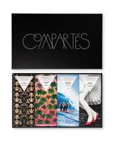Compartes luxury Los Angeles chocolates gift set, bars with palm, surf and Hollywood wrapper art