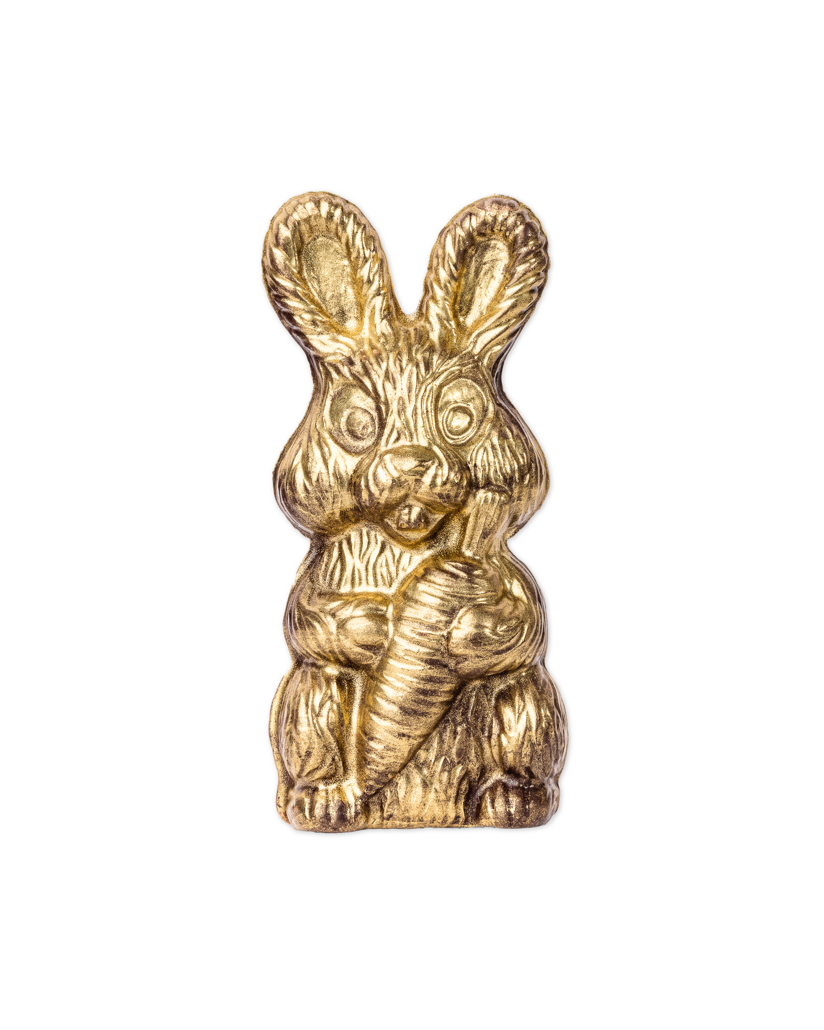 Compartes luxury chocolate Easter bunny gift, gold rabbit sitting up and holding a carrot