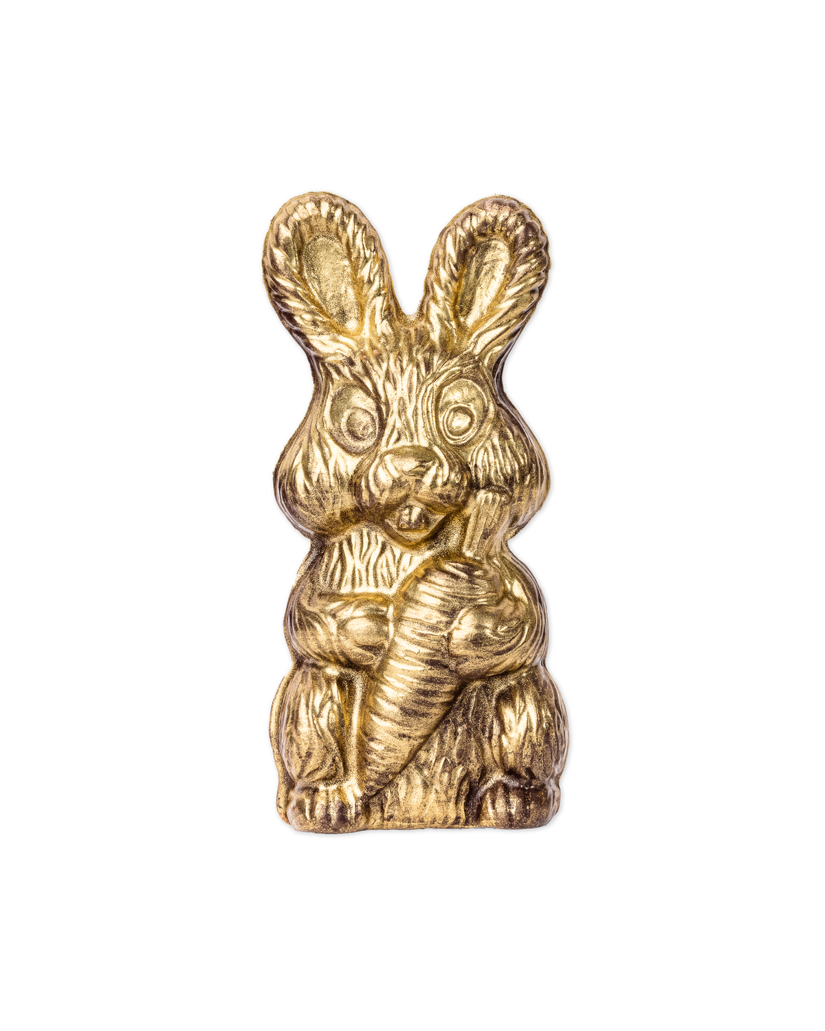 Compartes luxury chocolate Easter bunny gift, gold rabbit sitting up and holding a carrot