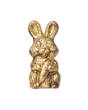 Compartes luxury chocolate Easter bunny gift, gold rabbit sitting up and holding a carrot