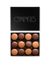 Compartes luxury chocolate double dipped sandwich cookies in dark and milk chocolate, black gift box