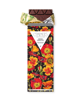 Compartes luxury dark chocolate seeded sensation bar, red and orange poppy print wrapper, chocolate gift