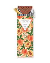 Compartes peaches and cream gourmet milk chocolate gift bar, peach and blossom wrapper in soft coral