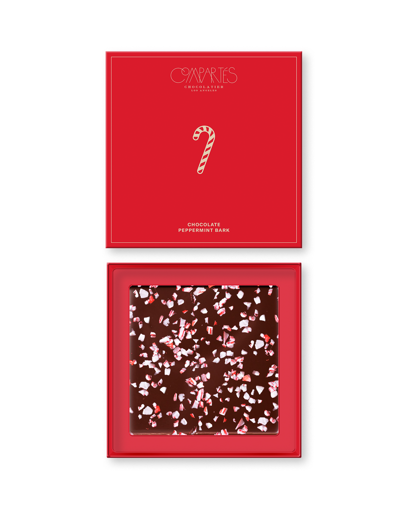 Compartes gourmet peppermint bark breakable chocolate gift box, Christmas candy cane pieces, red box