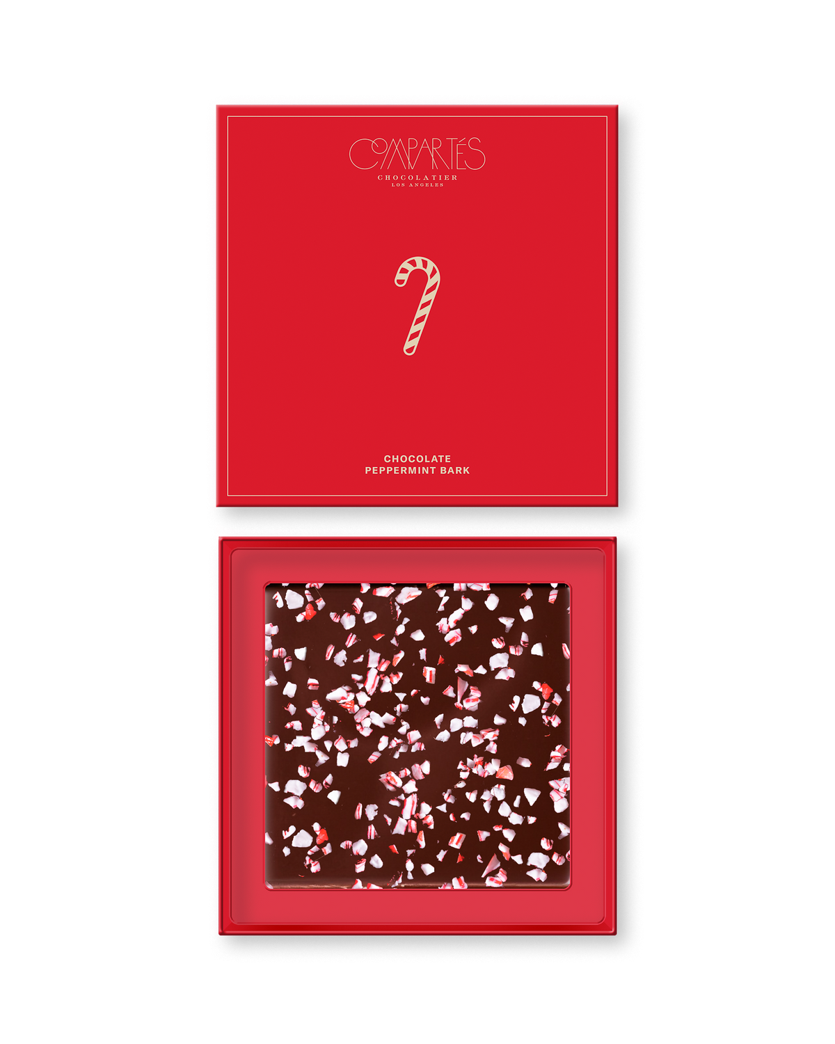 Compartes gourmet peppermint bark breakable chocolate gift box, Christmas candy cane pieces, red box