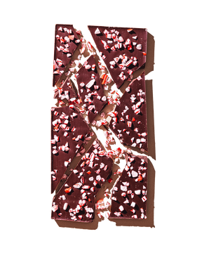 Compartes luxury peppermint bark dark chocolate gift bar, deep red and white peppermint candy