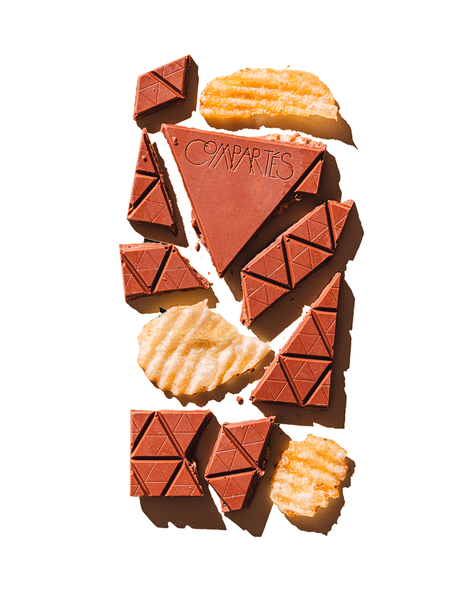 Compartes luxury potato chip crisp chocolate gift bar, milk chocolate with salted potato chips