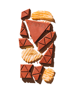 Compartes luxury potato chip crisp chocolate gift bar, milk chocolate with salted potato chips