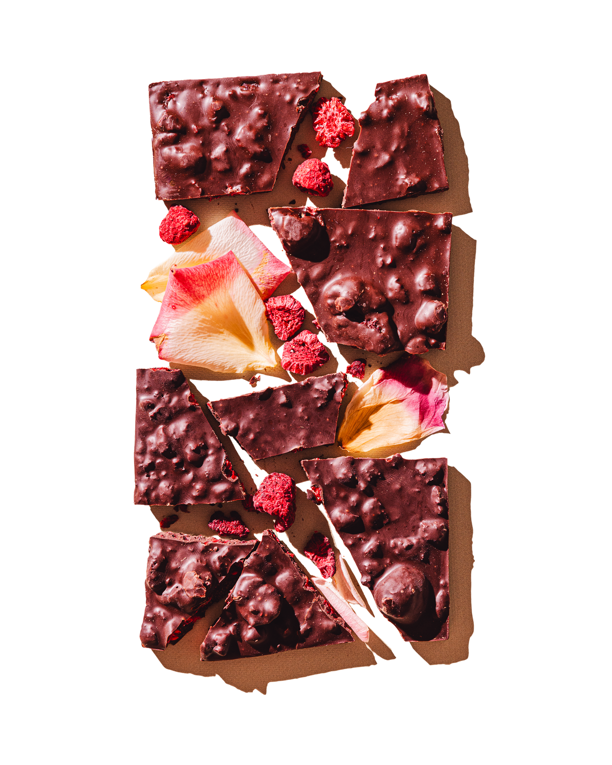 Compartes gourmet raspberry rose chocolate gift bar, dark chocolate with raspberries and rose petals