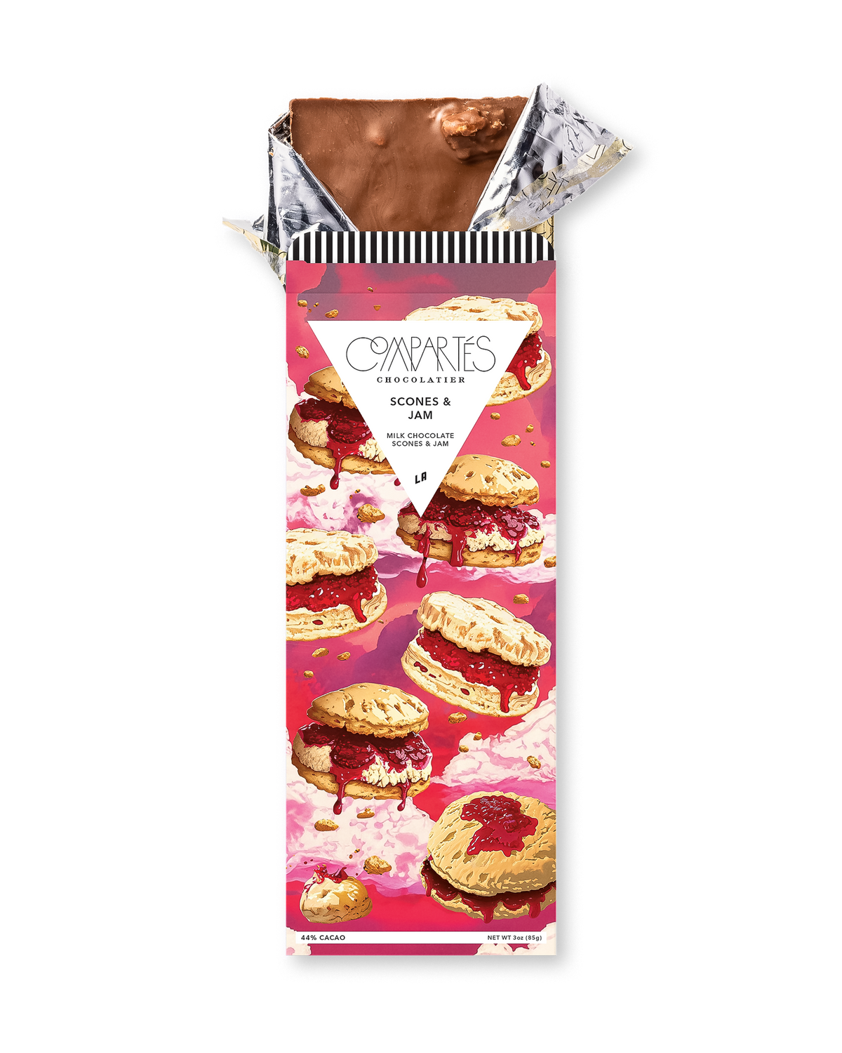 Compartes best scones and jam chocolate bar, milk chocolate in a pink scone and jam wrapper, chocolate gift